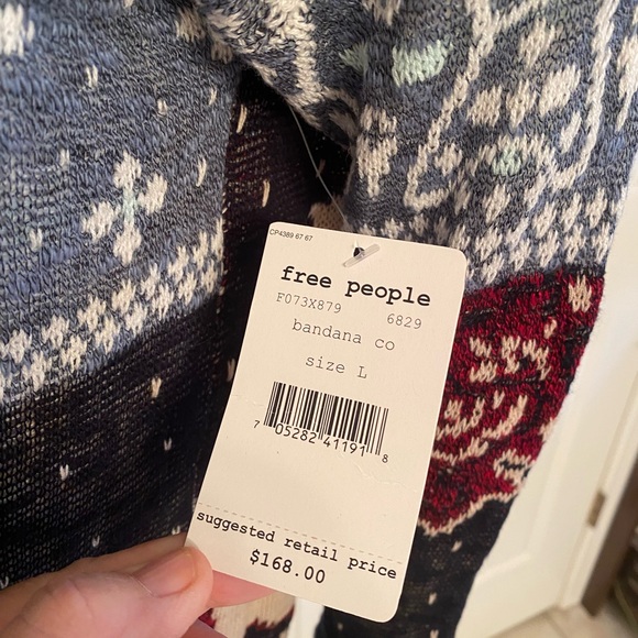 Free People Bandana Hooded Cardigan NWT Size L - Picture 8 of 9